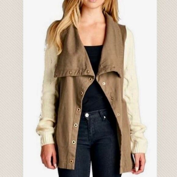 Ellison Tan Beige Mix Media Jacket Size S - Picture 3 of 14